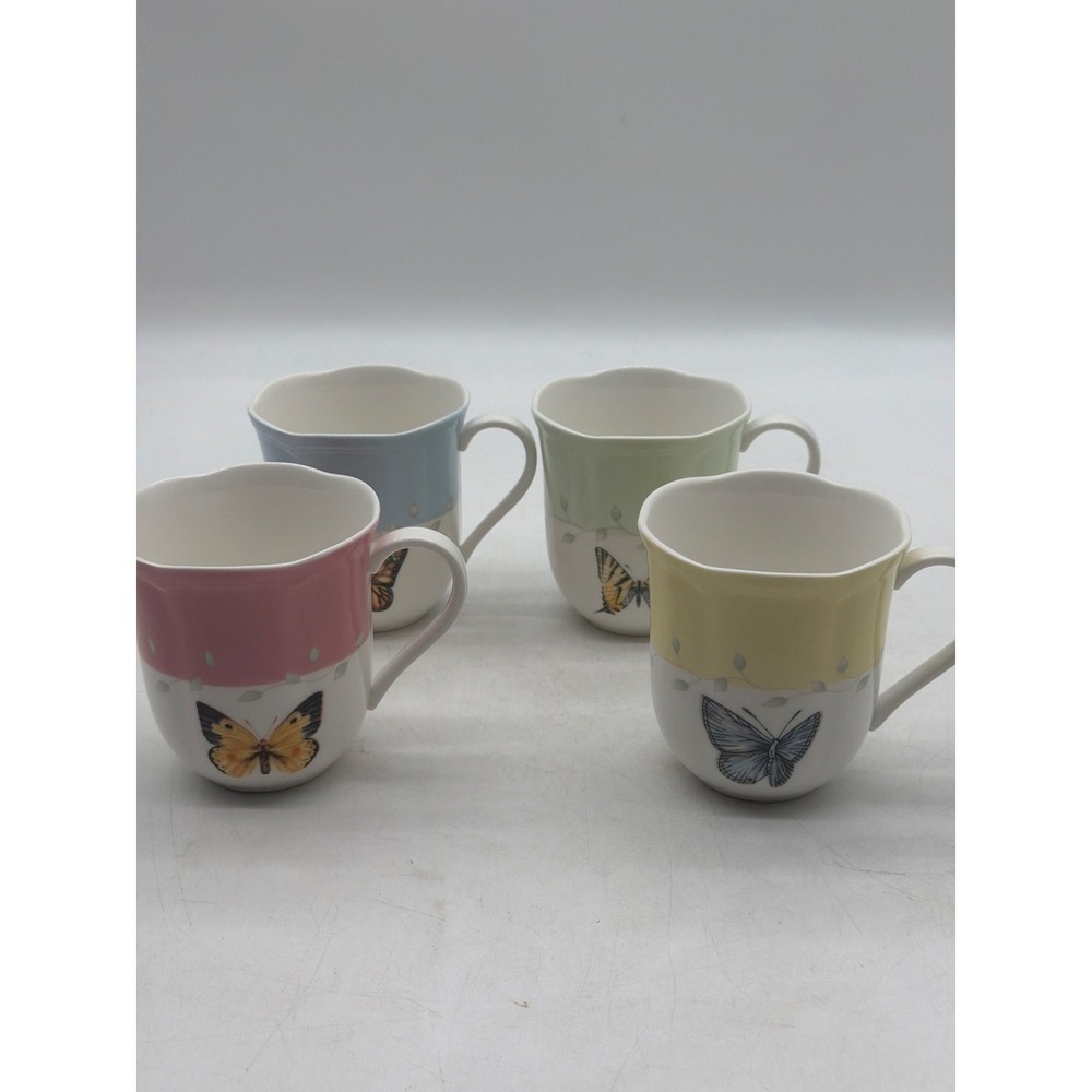 4 LENOX Butterfly Meadow Collection Mugs Mixed Colors